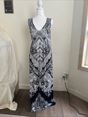 Apt. 9 Black & White Printed V-Neck Maxi Dress